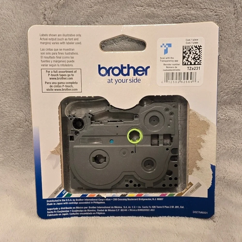 Brother P-Touch‎ TZe-231 Laminated Label Tape 12mm 0.47 Black on White TZe231